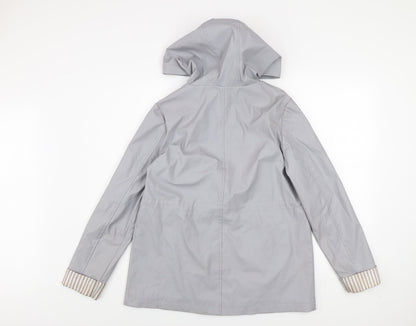 New Look Women’s Grey Hooded Waterproof Rain Coat Jacket Size 10