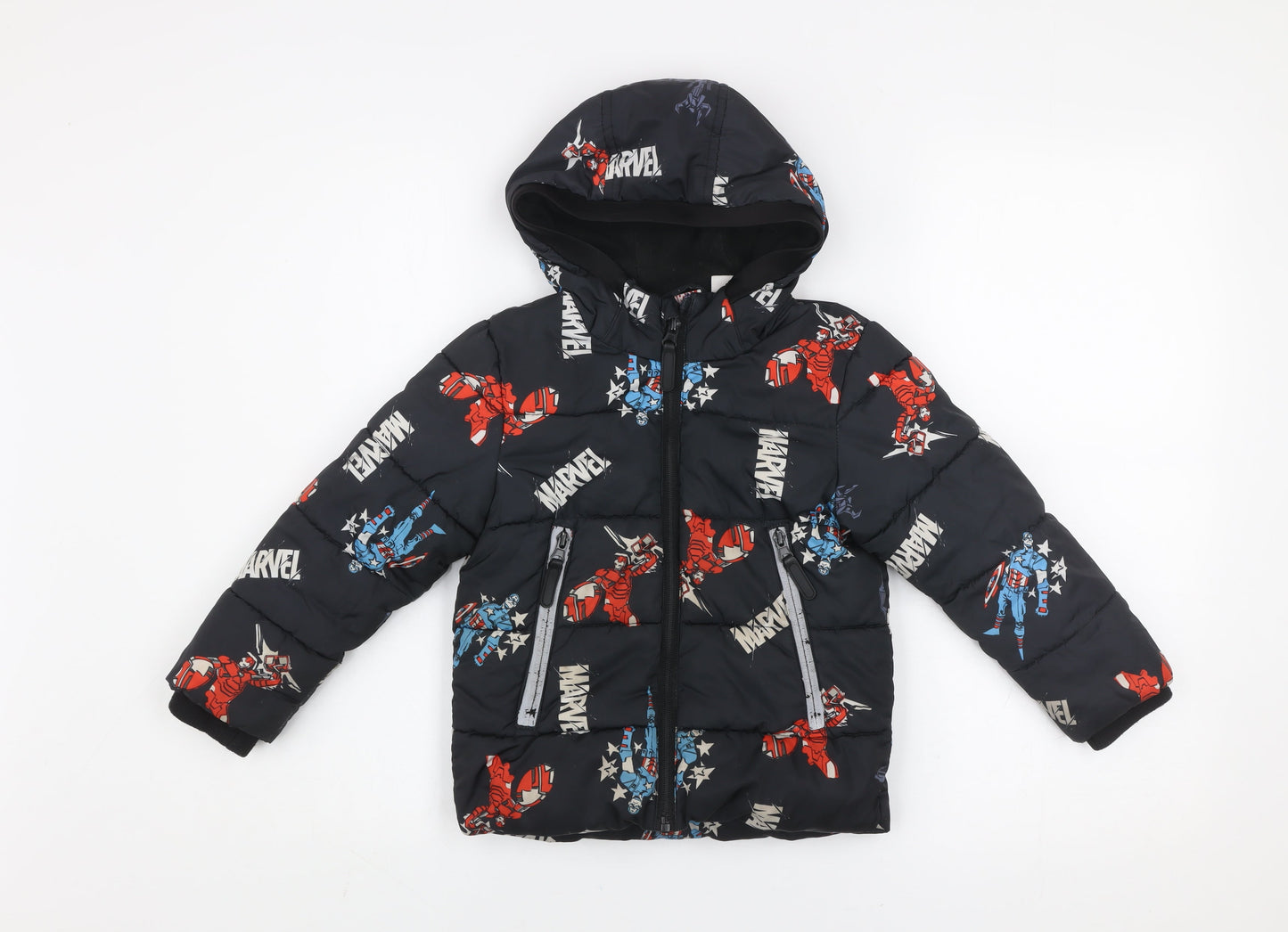 Boys UK Size 3-4 Years Marvel Black Puffer Jacket