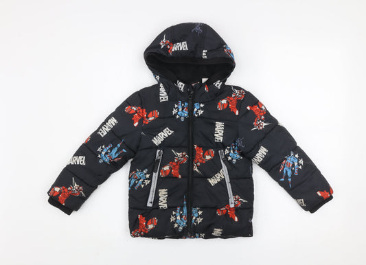 Boys UK Size 3-4 Years Marvel Black Puffer Jacket