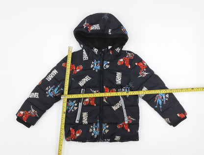 Boys UK Size 3-4 Years Marvel Black Puffer Jacket