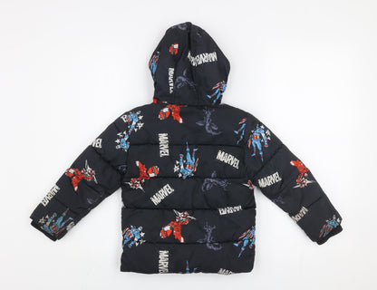 Boys UK Size 3-4 Years Marvel Black Puffer Jacket