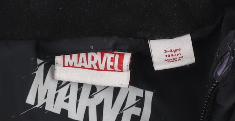 Boys UK Size 3-4 Years Marvel Black Puffer Jacket