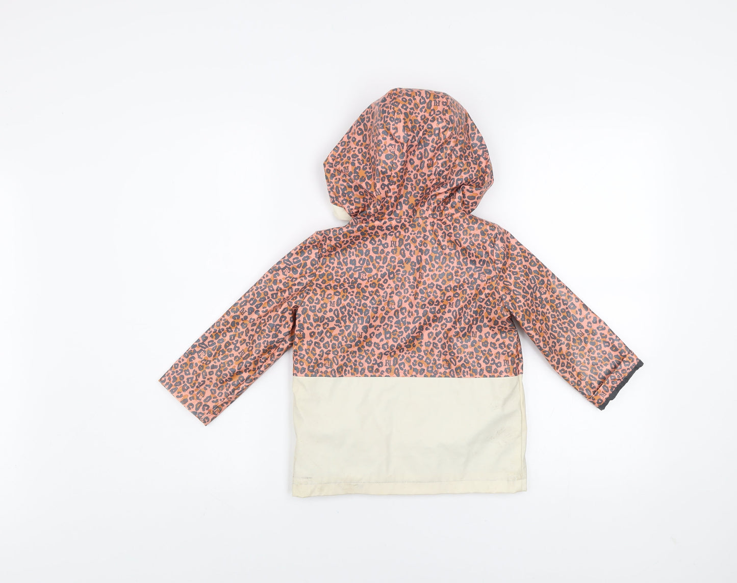 River Island Girls Pink Leopard Print Hooded Rain Coat 2-3 Years