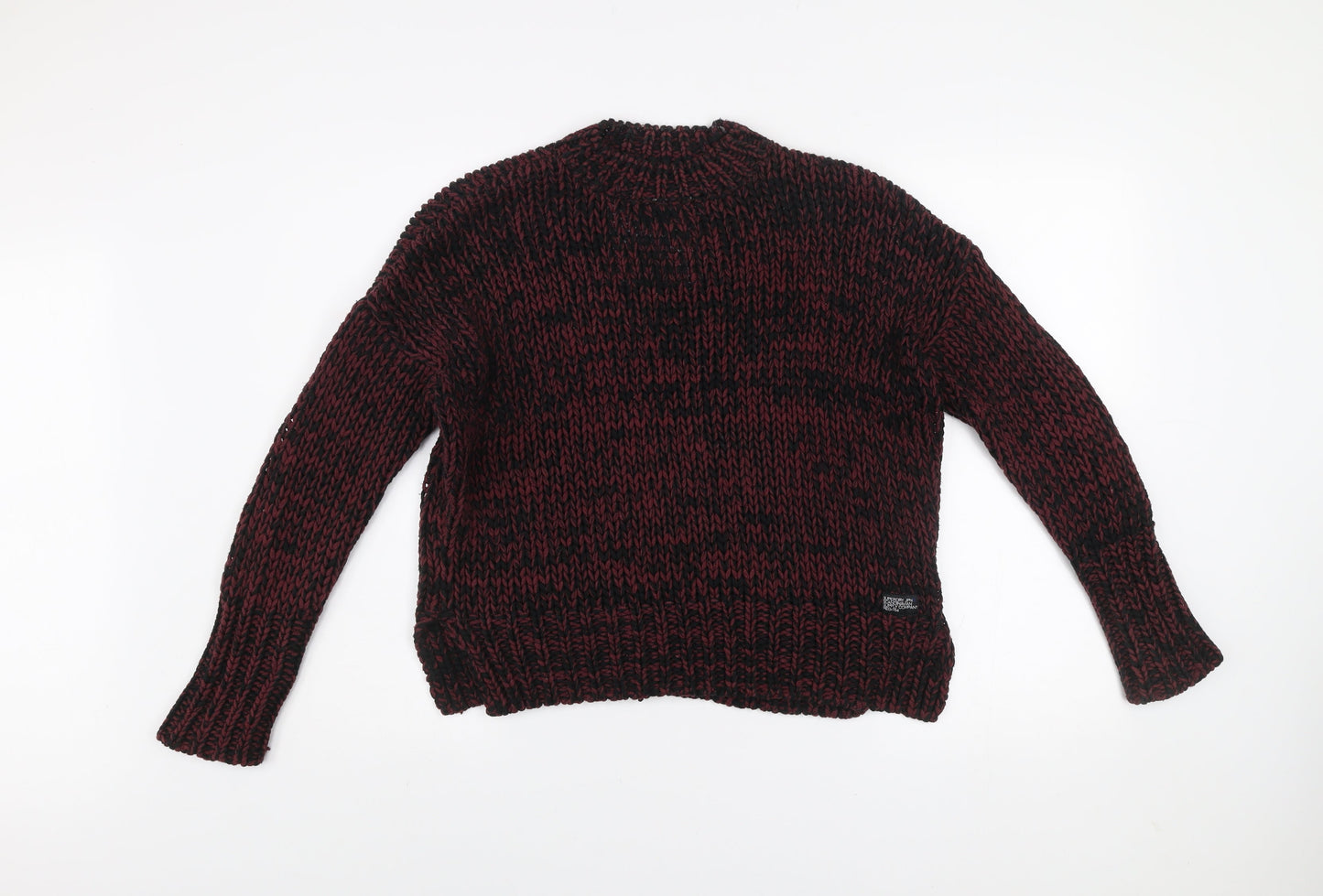 Superdry Men's Red Chunky Knit Pullover Jumper Size S