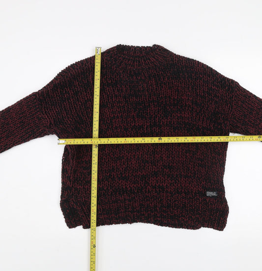Superdry Men's Red Chunky Knit Pullover Jumper Size S