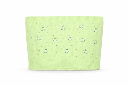 Urban Outfitters Women’s Green Knit Floral Strapless Crop Top S
