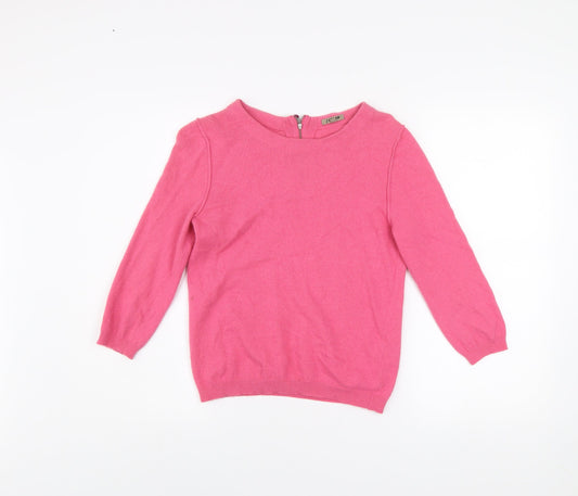Jigsaw Womens Pink Wool Blend 3/4 Sleeve Boat Neck Jumper Size S