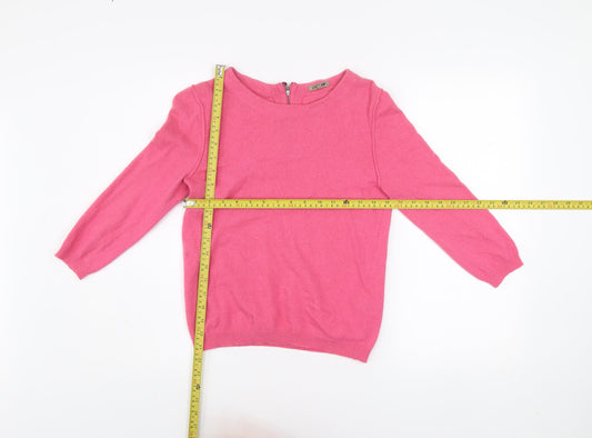 Jigsaw Womens Pink Wool Blend 3/4 Sleeve Boat Neck Jumper Size S