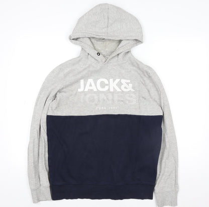 Mens UK Size L JACK & JONES Grey Pullover Hoodie
