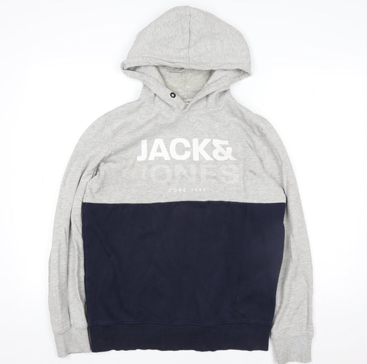 Mens UK Size L JACK & JONES Grey Pullover Hoodie