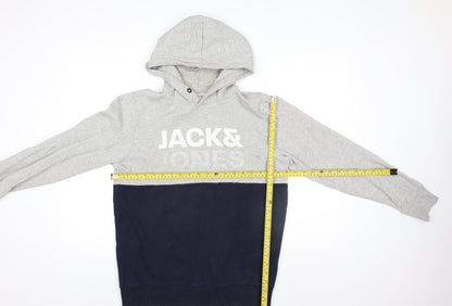 Mens UK Size L JACK & JONES Grey Pullover Hoodie