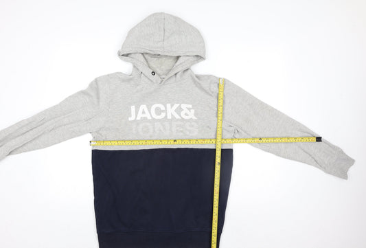 Mens UK Size L JACK & JONES Grey Pullover Hoodie