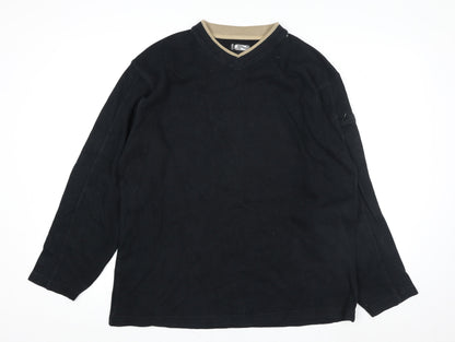 Next Men's Black Cotton V-Neck Pullover Jumper XL