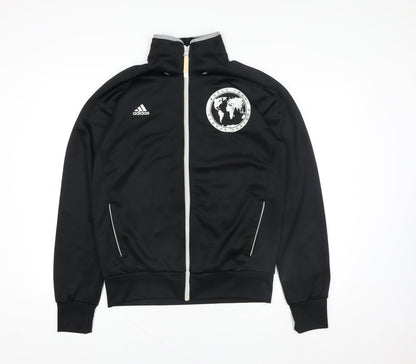 Adidas Mens Black M Track Jacket Full Zip World Tour Logo