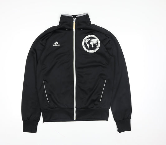 Adidas Mens Black M Track Jacket Full Zip World Tour Logo