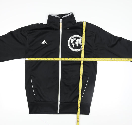 Adidas Mens Black M Track Jacket Full Zip World Tour Logo