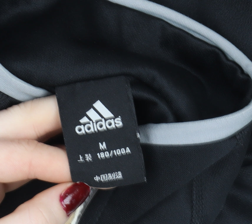 Adidas Mens Black M Track Jacket Full Zip World Tour Logo