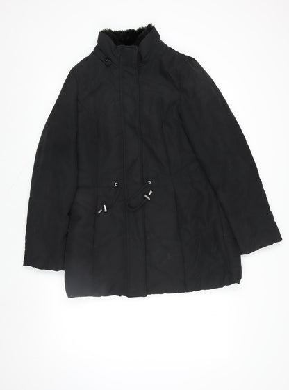 Womens UK Size 10 Roman Black Parka Coat