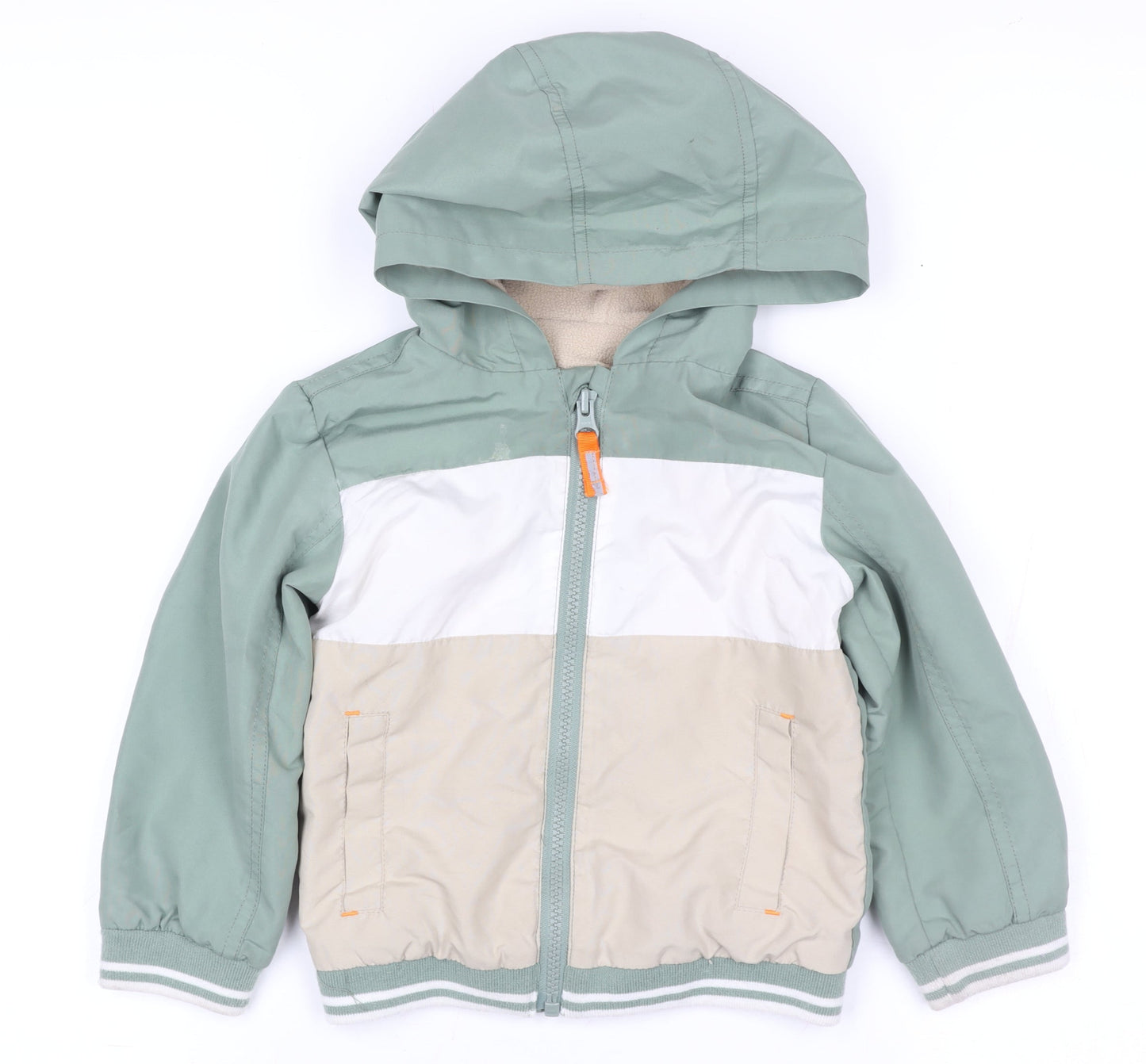 Nutmeg Unisex Baby Green Colourblock Hooded Windbreaker Jacket 18-24 Months