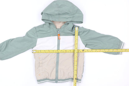 Nutmeg Unisex Baby Green Colourblock Hooded Windbreaker Jacket 18-24 Months