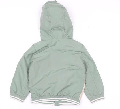 Nutmeg Unisex Baby Green Colourblock Hooded Windbreaker Jacket 18-24 Months