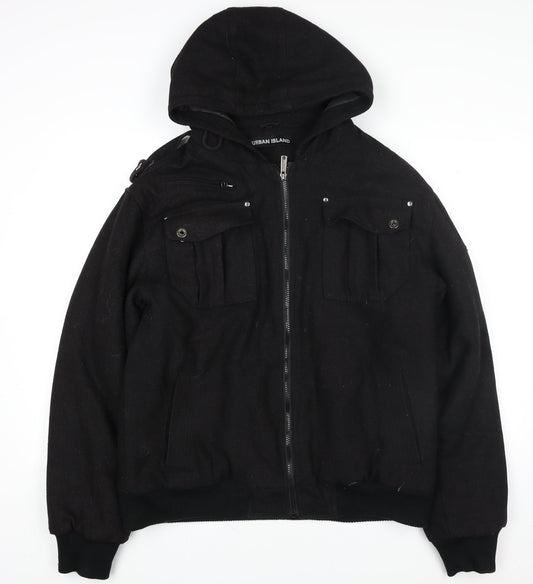Womens UK Size M Urban Island Black Bomber Jacket