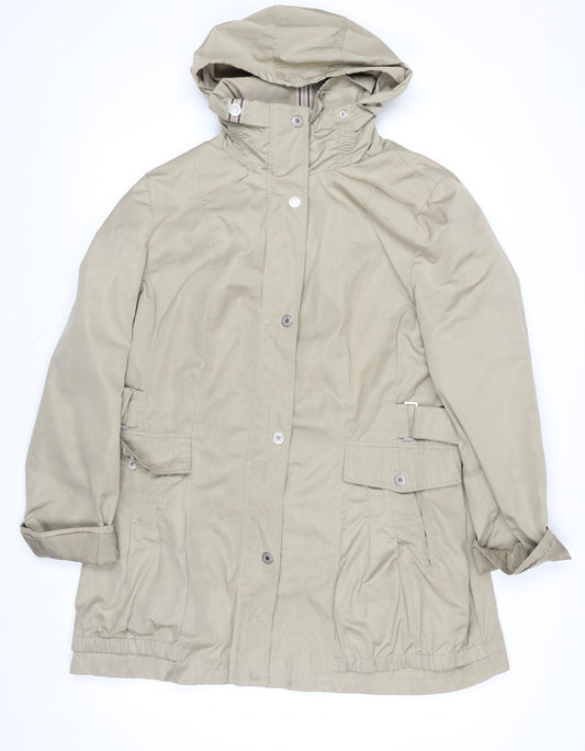 Klass Collection Womens Beige Hooded Rain Coat Size 12