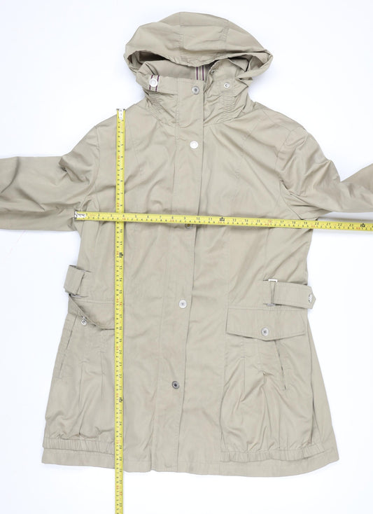 Klass Collection Womens Beige Hooded Rain Coat Size 12