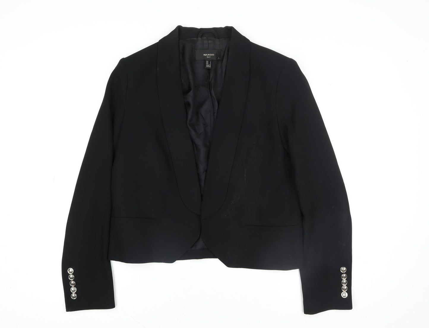 Mango Women Black Size 10 Shawl Lapel Tuxedo Blazer