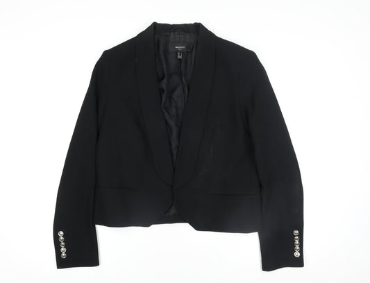 Mango Women Black Size 10 Shawl Lapel Tuxedo Blazer