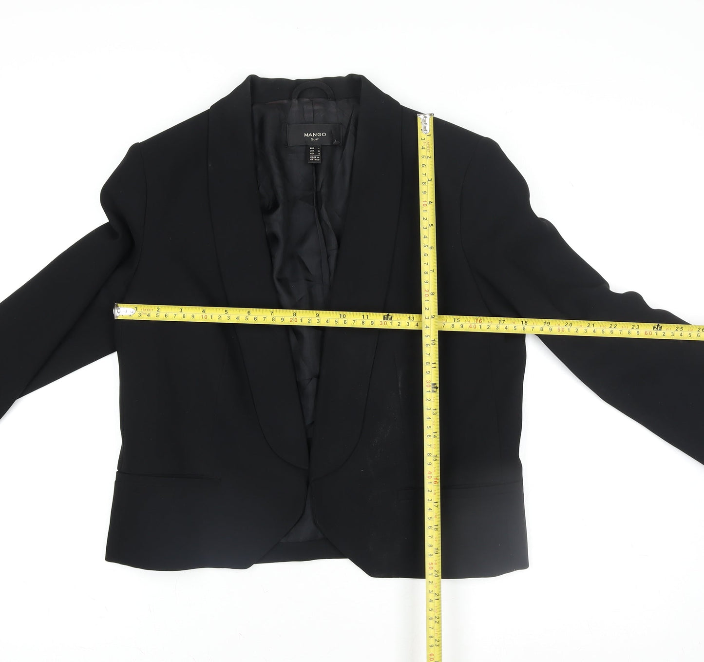 Mango Women Black Size 10 Shawl Lapel Tuxedo Blazer