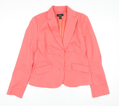 H&M Women's Pink Size 12 Cotton Blend Tailored Blazer Jacket