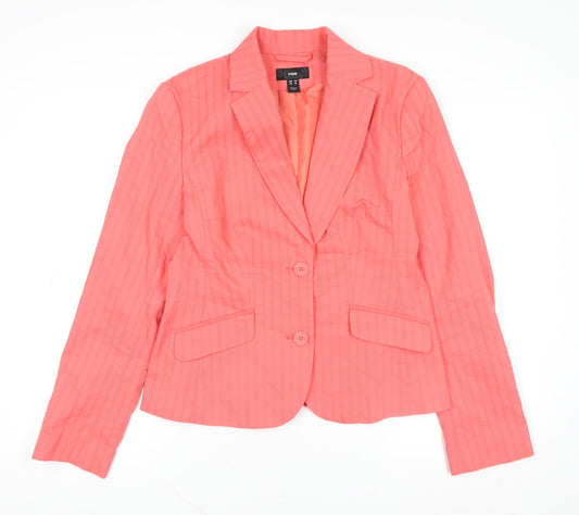 H&M Women's Pink Size 12 Cotton Blend Tailored Blazer Jacket