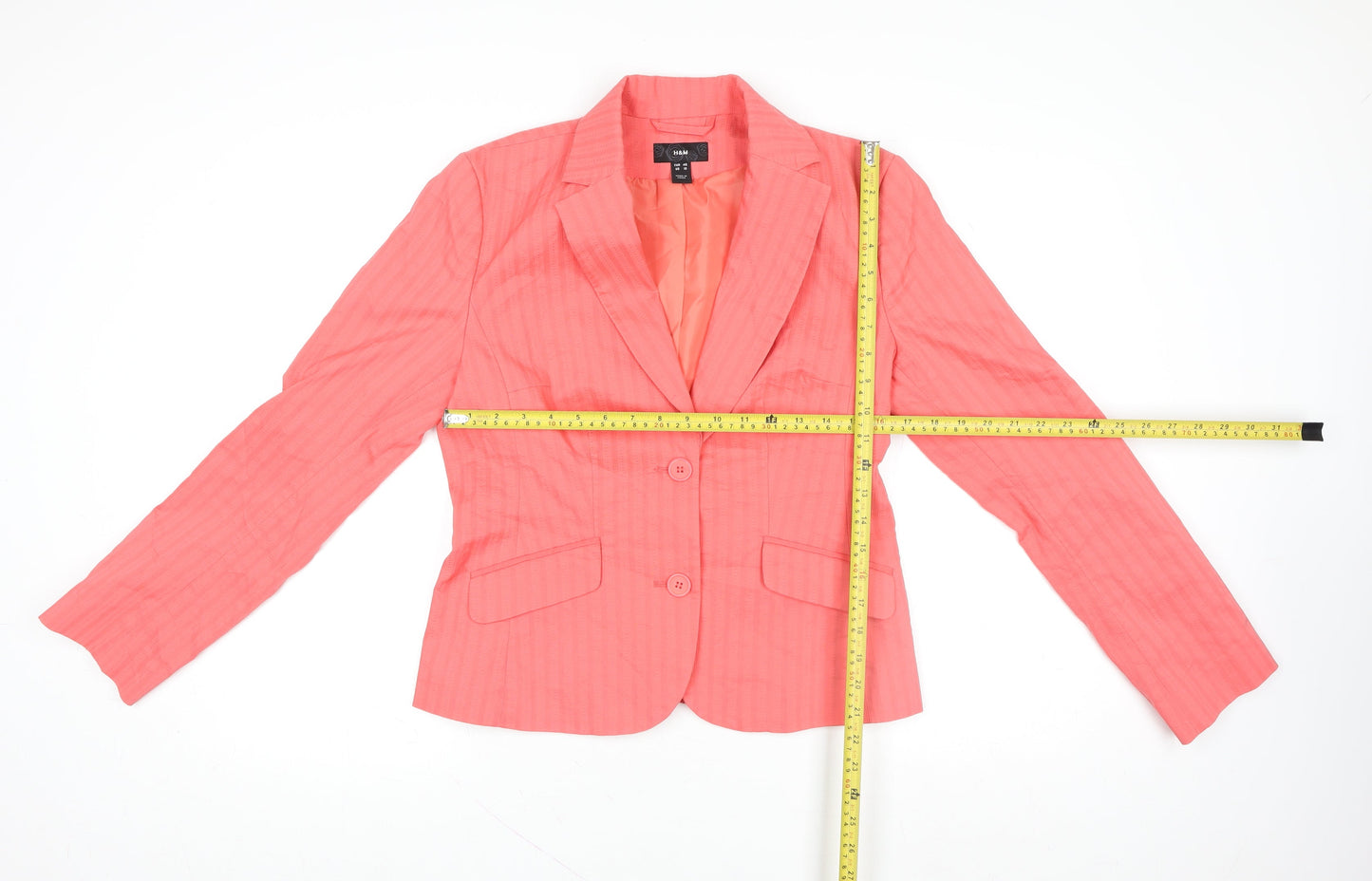 H&M Women's Pink Size 12 Cotton Blend Tailored Blazer Jacket