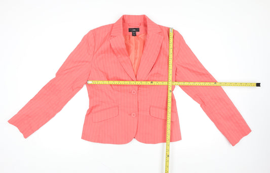 H&M Women's Pink Size 12 Cotton Blend Tailored Blazer Jacket