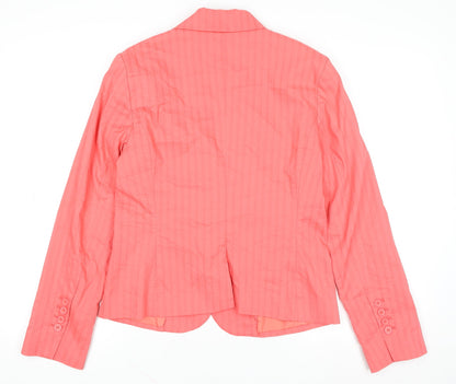 H&M Women's Pink Size 12 Cotton Blend Tailored Blazer Jacket