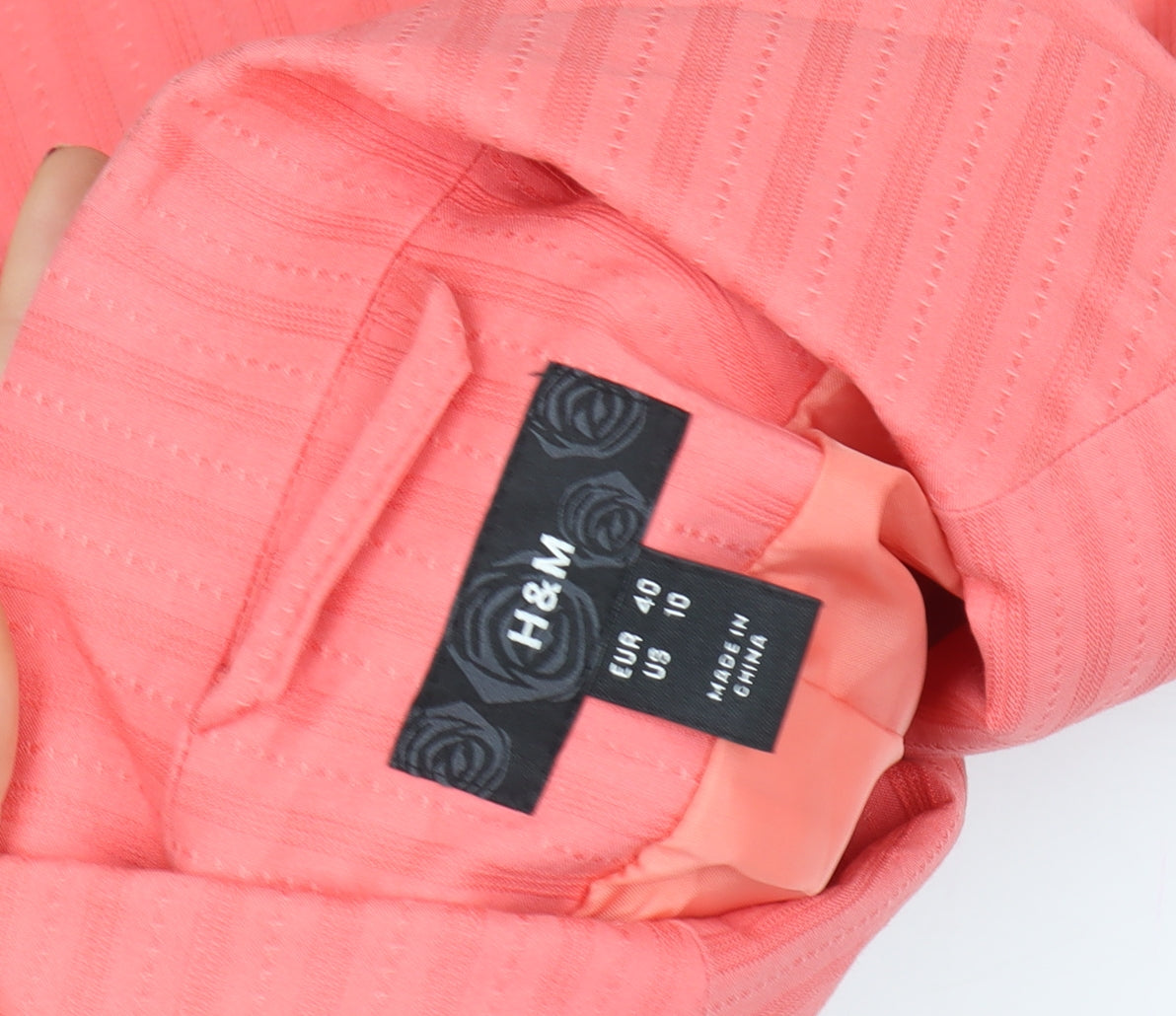 H&M Women's Pink Size 12 Cotton Blend Tailored Blazer Jacket
