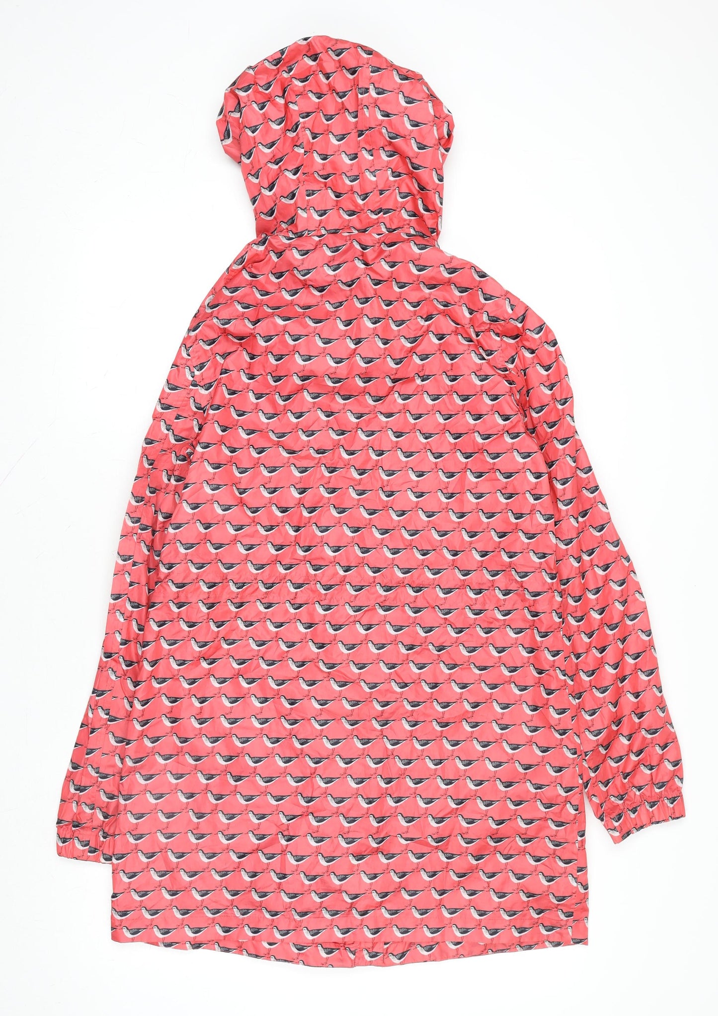 Joules Women Pink Bird Print Waterproof Hooded Rain Coat Size 6