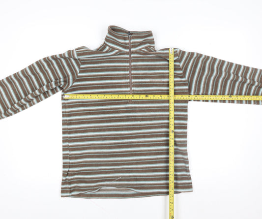 Craghoppers Women Brown Stripe Fleece 1/2 Zip Pullover UK 10