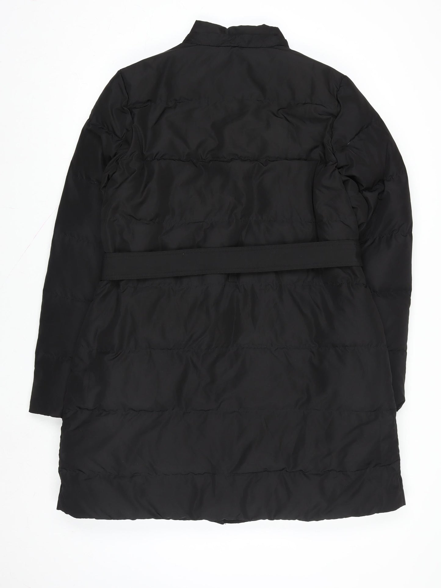 Boden Women Black Long Puffer Coat L Belted Quilted Winter Jacket