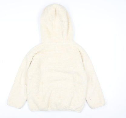 Next Girls Ivory Fleece Hooded Zip Jacket 8 Years Polyester Autumn Winter