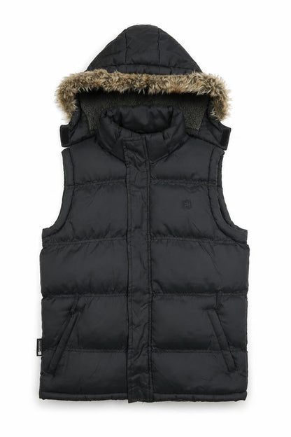 Mountain Essentials Girls Black Puffer Gilet Hooded 13 Years Nylon