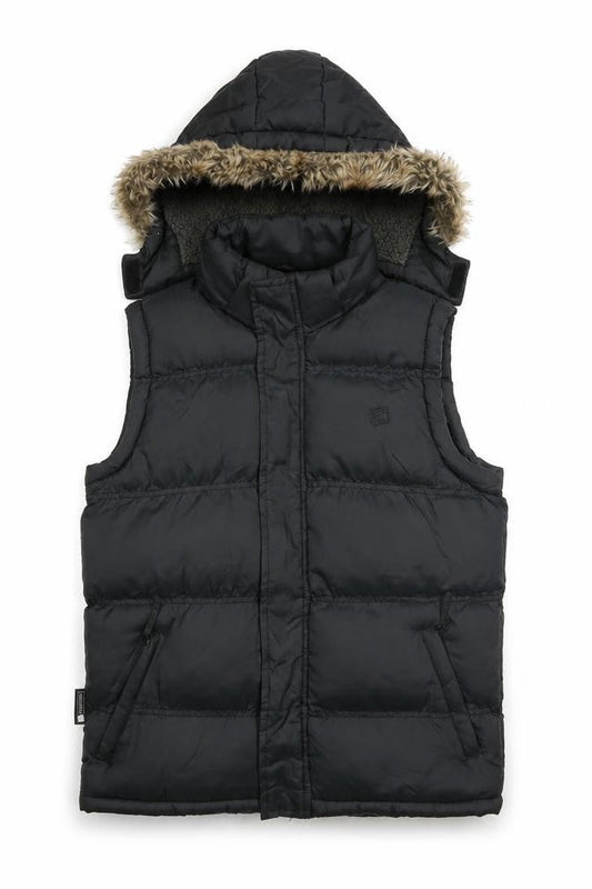 Mountain Essentials Girls Black Puffer Gilet Hooded 13 Years Nylon
