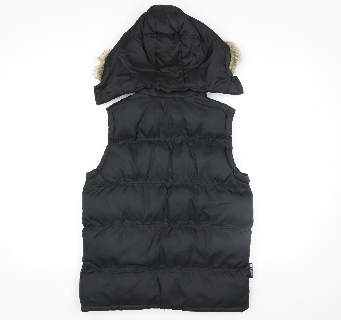 Mountain Essentials Girls Black Puffer Gilet Hooded 13 Years Nylon