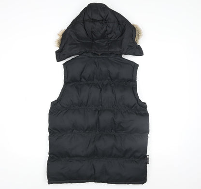 Mountain Essentials Girls Black Puffer Gilet Hooded 13 Years Nylon
