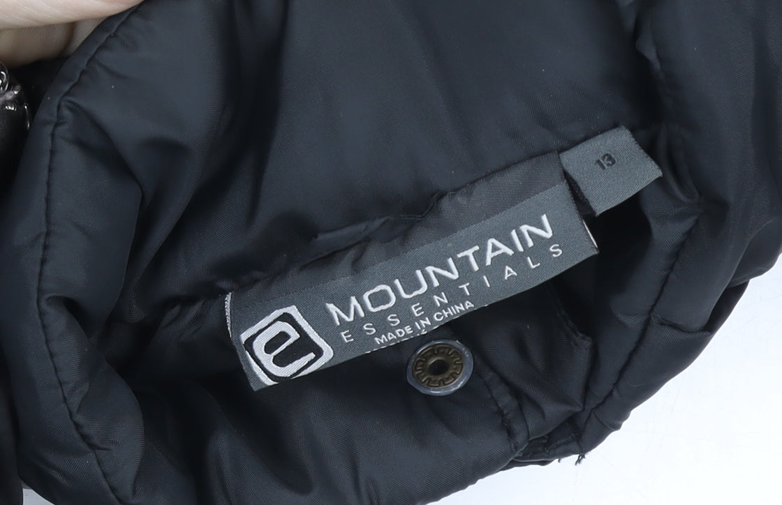 Mountain Essentials Girls Black Puffer Gilet Hooded 13 Years Nylon