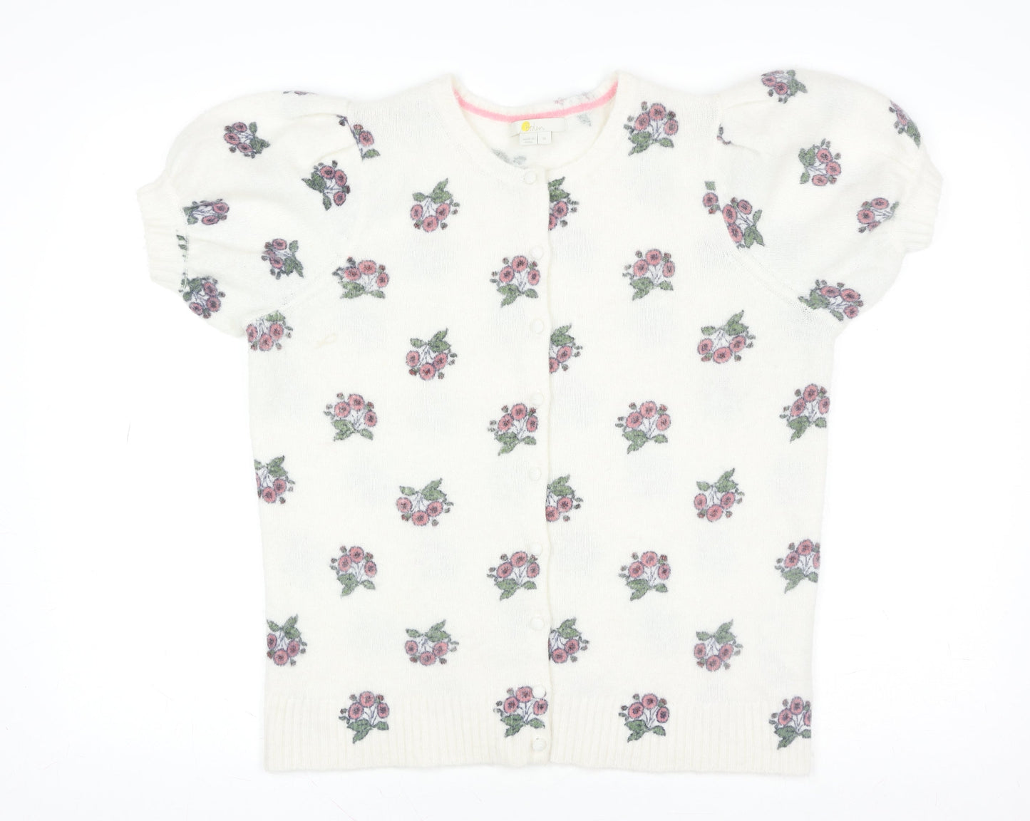 Boden Women’s Ivory Floral Puff Sleeve Wool Knit Blouse M