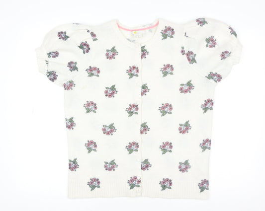 Boden Women’s Ivory Floral Puff Sleeve Wool Knit Blouse M