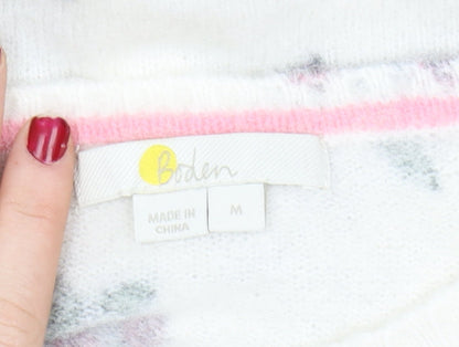 Boden Women’s Ivory Floral Puff Sleeve Wool Knit Blouse M