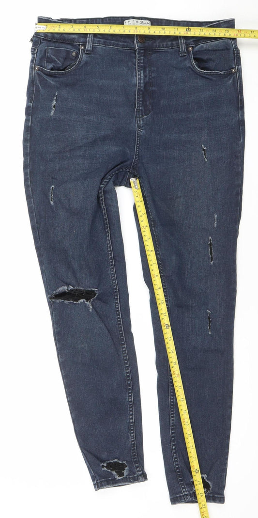 Denim Co Women’s Blue Distressed Skinny Jeans Size 16